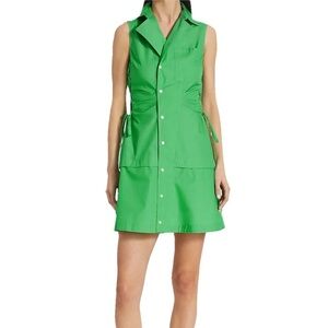 10 Crosby Derek Lam Serena Lace Up Mini Shirt Dress Green Women’s Size 16 NWT